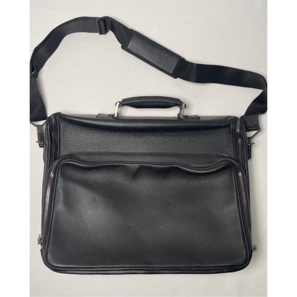ERMENEGILDO ZEGNA Black Leather Briefcase Bag - Picture 1 of 9